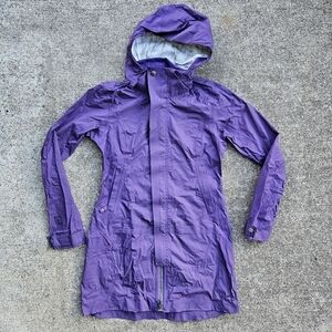REI E1 Elements Purple Nylon Full Zip Coat Hooded Raincoat Jacket Womens Size XS